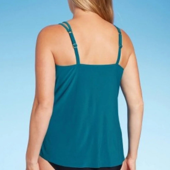 NWT Aqua Green Women's High Neck Keyhole Tankini Top M - Picture 4 of 7